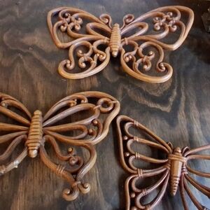 Vintage HOMCO Butterfly Wall Hangings – Set of 3, Boho Retro Wall Décor